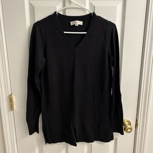 LOFT Black V-Neck Tunic Sweater - Size S